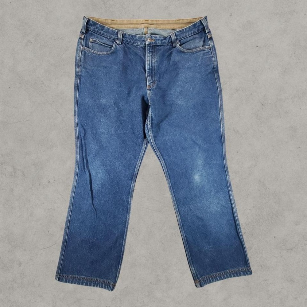 Duluth Trading Jeans Mens 42x32 Blue Denim Workwear Firehose Outdoor Durable